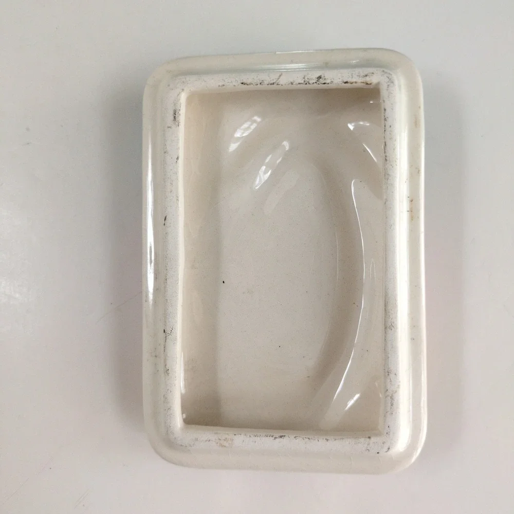 Vtg 80s Tropical Palm Tree Trinket Box Jewelry Lidded Ceramic Sunset Beach Small